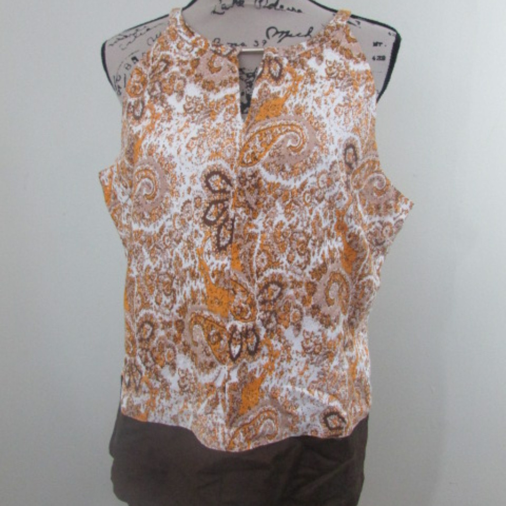 Appraisal Womens Top Blouse Large Brown Orange